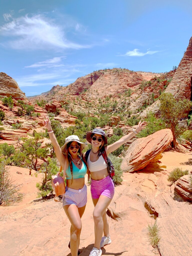 Brenda and friend hiking in Zion, Utah